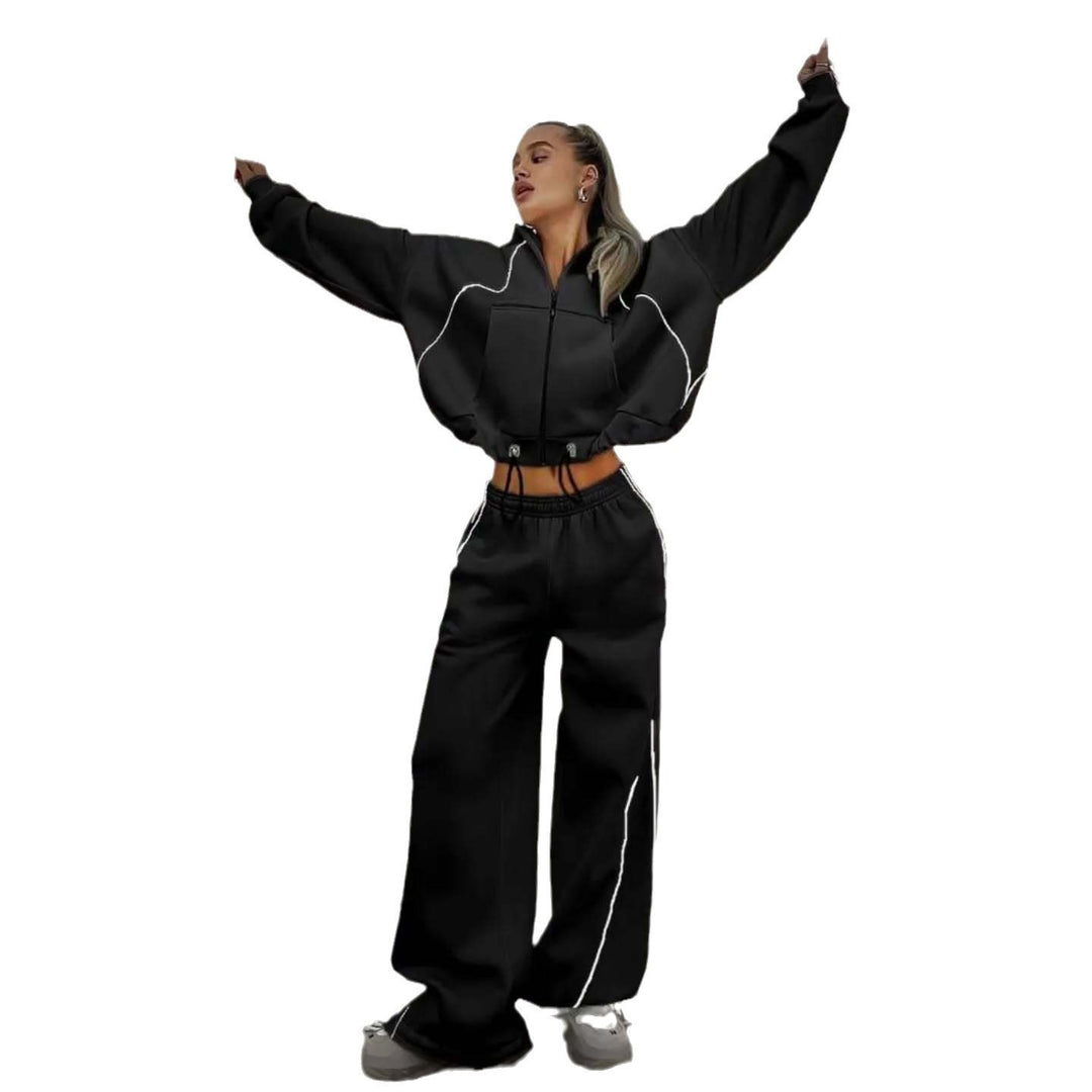 Damen lässiger Oversized Sportanzug mit reflektierenden Details Heidi-Mode