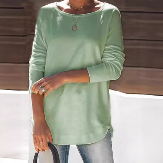 Damen gemütlicher Longsleeve mit weitem Ausschnitt Heidi-Mode