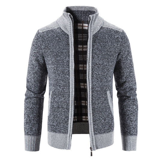 Herren Strickjacke mit modernem Stehkragen und strukturiertem Design Heidi-Mode