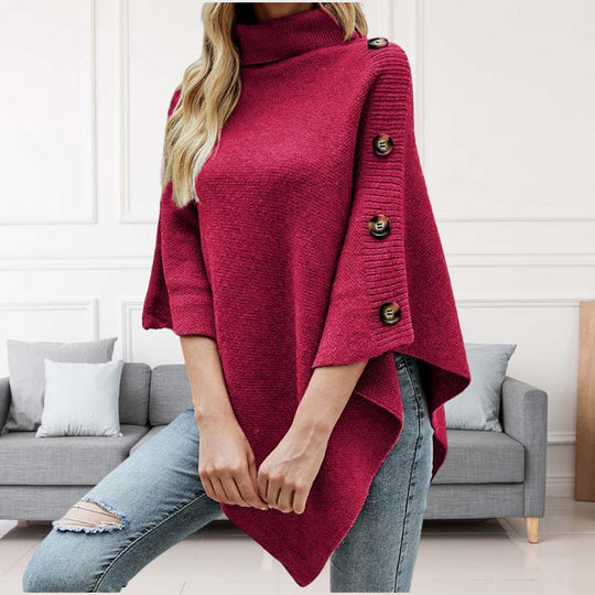Heidi-Mode | Poncho mit Knopfdetails Akryl Elegant und Warm