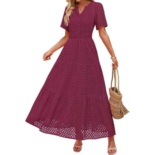 Damen Maxikleid mit gehäkeltem Muster Heidi-Mode