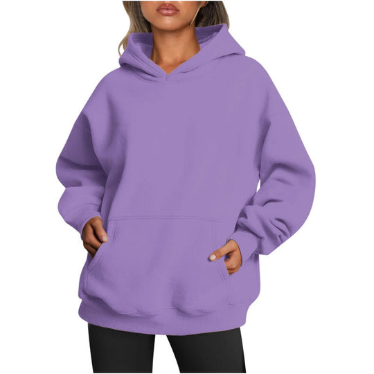 Damen Übergrößen Kapuzenpullover mit praktischen Taschen undlässigem Schnitt Heidi-Mode