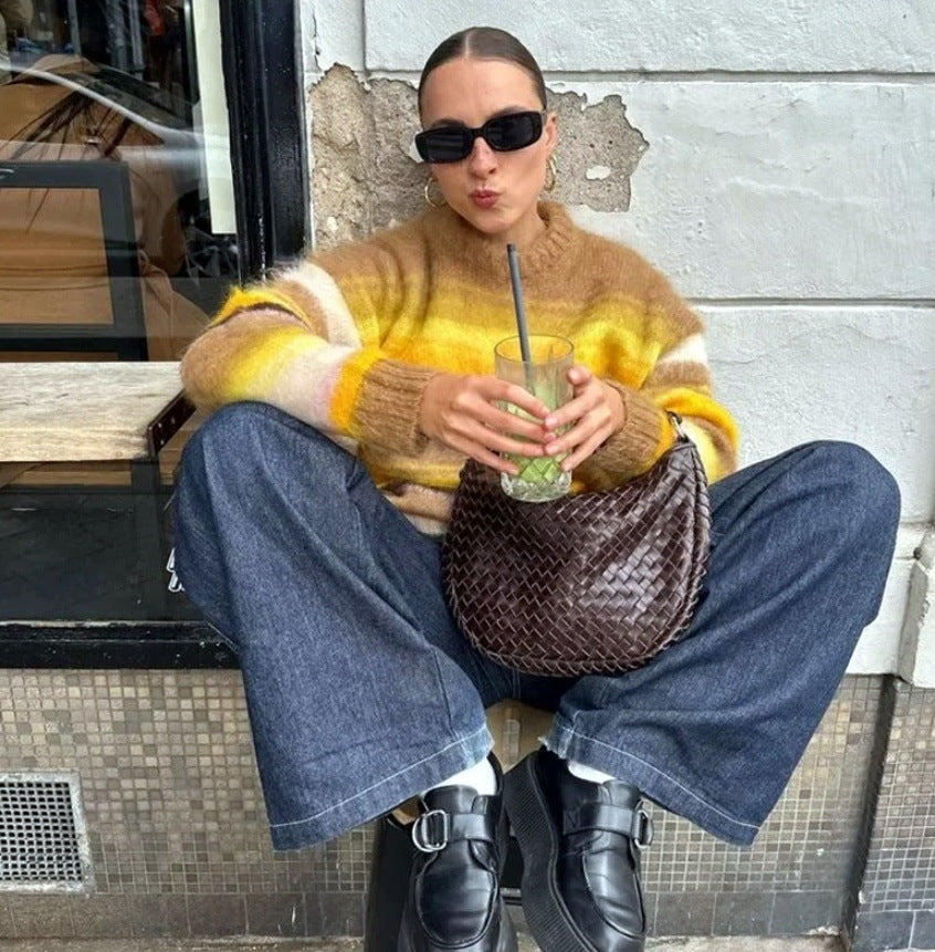 Damen Grobstrick Pullover mit lässiger Passform und oversized Schnitt Heidi-Mode