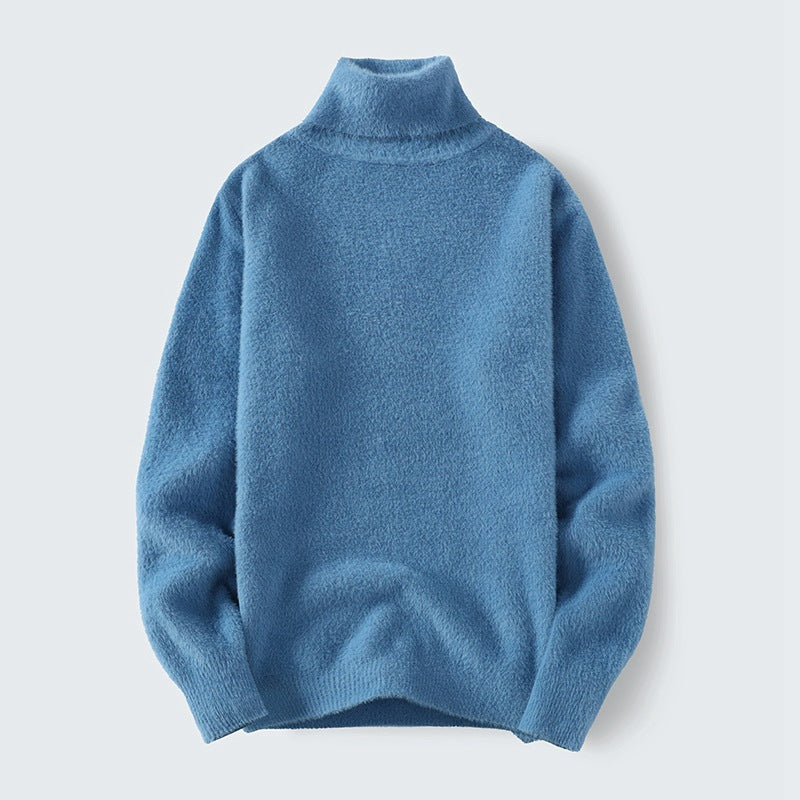 Herren warmer Rollkragenpullover aus weichem Strickstoff Heidi-Mode