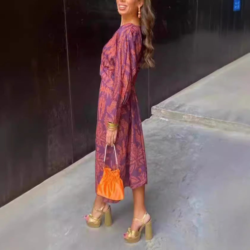 Damen Maxikleid mit elegantem Wickeldesign und floralem Muster Heidi-Mode