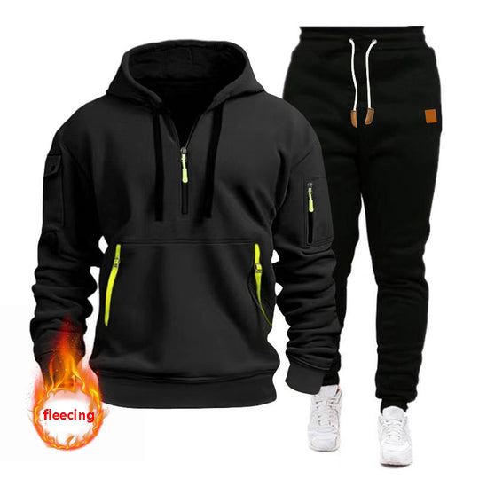 Herren Sportliches Hoodie-Set mit funktionalen Taschen und atmungsaktiven Eigenschaften Heidi-Mode