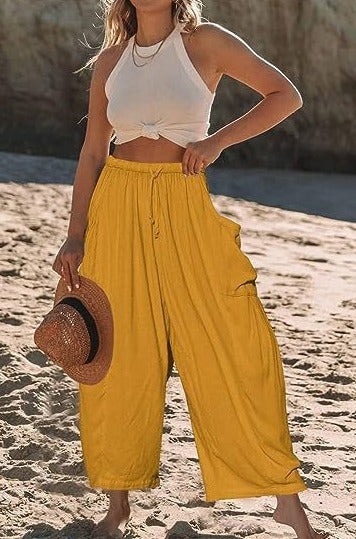 Heidi-Mode | Weite Baumwoll-hosen mit Elastischem Bund und Taschen