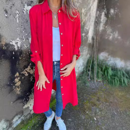 Damen Longbluse mit elegantem Schnitt und lässigen Details Heidi-Mode