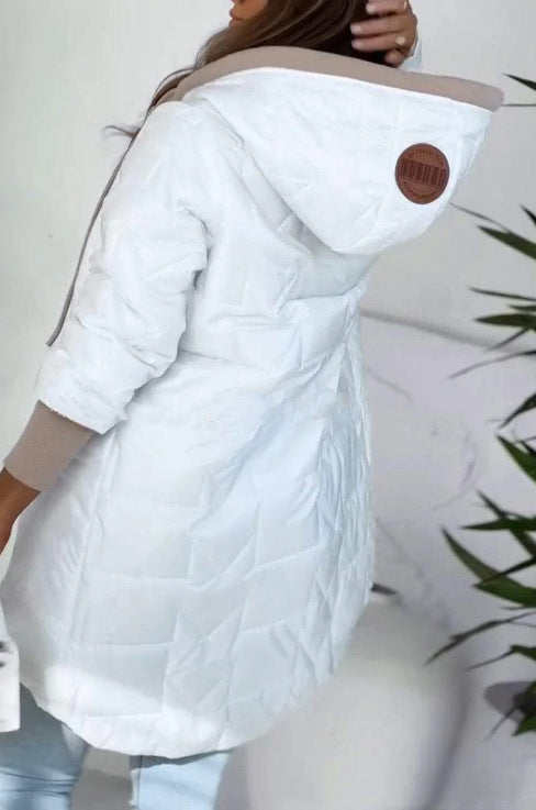 Damen Lässige Steppjacke mit Kapuze und großen Taschen Heidi-Mode