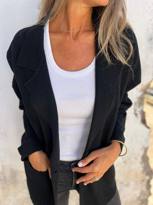 Damen Lässiger Oversize-Blazer mit praktischen Taschen und Knopfverschluss Heidi-Mode