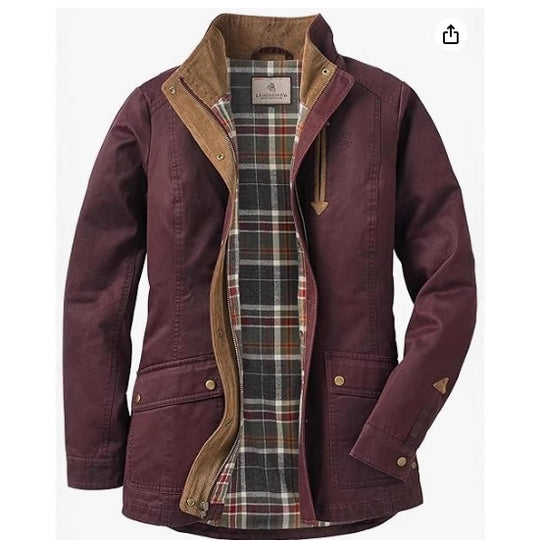 Damen lässige Utility-Jacke mit Karo-Innenfutter Heidi-Mode