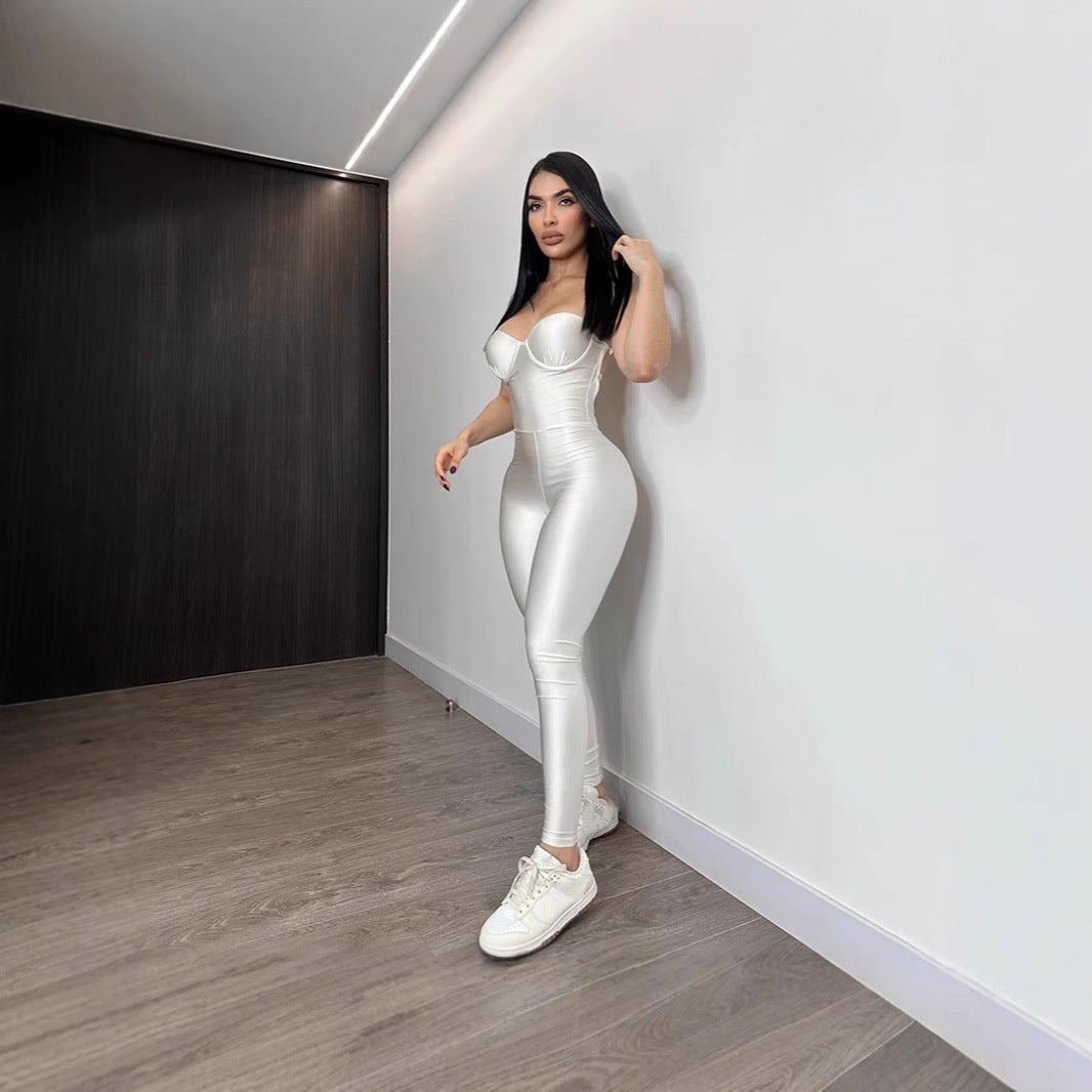 Damen Körperbetonter Jumpsuit mit Bügel-Bustier Heidi-Mode