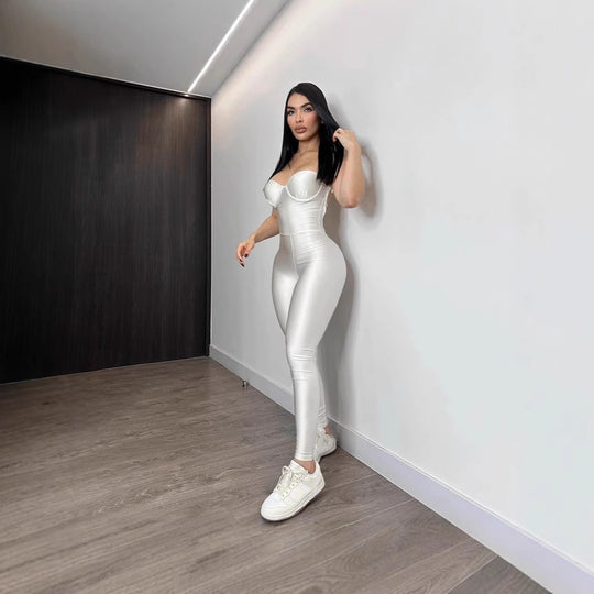 Damen Körperbetonter Jumpsuit mit Bügel-Bustier Heidi-Mode