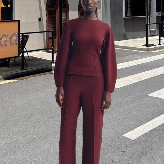 Damen Modisches Oversized-Set mit Ballonärmeln und eleganten Schnitt Heidi-Mode