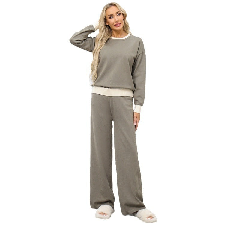 Damen gemütliches Freizeit-Loungewear-Set mit weitem Schnitt und dekorativem Bund Heidi-Mode