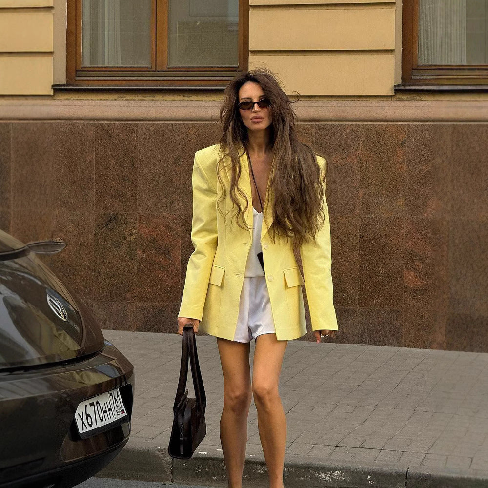 Damen Eleganter Oversized Blazer mit tiefem Revers Heidi-Mode