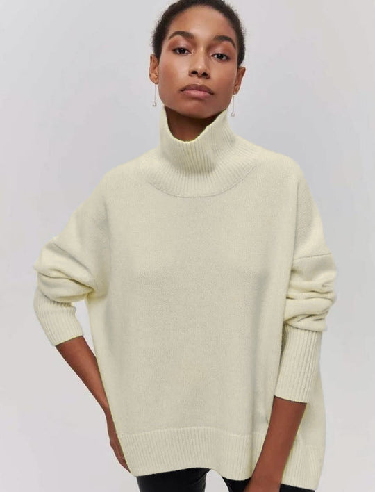 Damen Oversized Rollkragenpullover aus weichem Strick Heidi-Mode