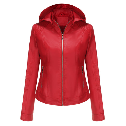 Damen Kapuzenjacke aus hochwertigem Kunstleder Heidi-Mode