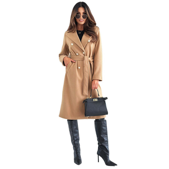 Damen Doppeltknopf Gürtel Übermantel Heidi-Mode