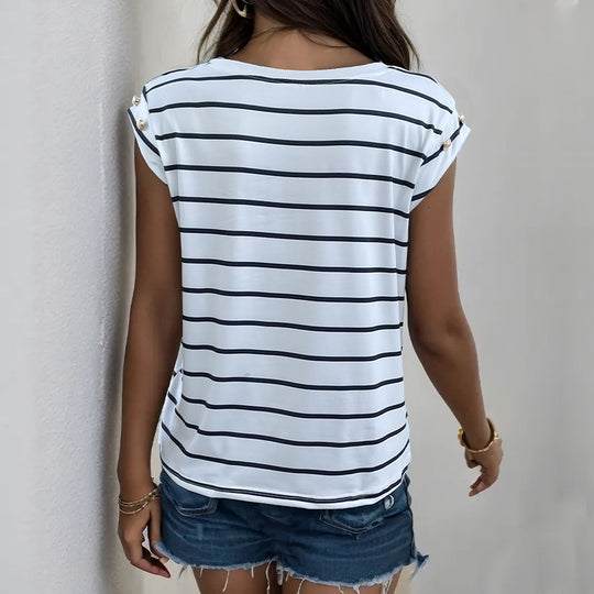 Damen Streifen-T-Shirt mit elegantem Schnitt und modischen Details Heidi-Mode