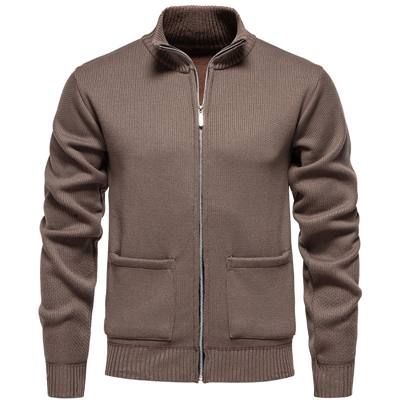 Herren Strickjacke mit durchgehendem Reißverschluss und seitlichen Taschen Heidi-Mode