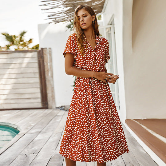 Heidi-Mode | Sommerkleid mit Kurzen Ärmeln und Polka Dots