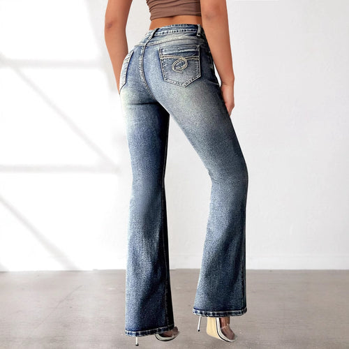 Damen Bootcut Jeans mit hohem Bund und modischen Waschungen Heidi-Mode