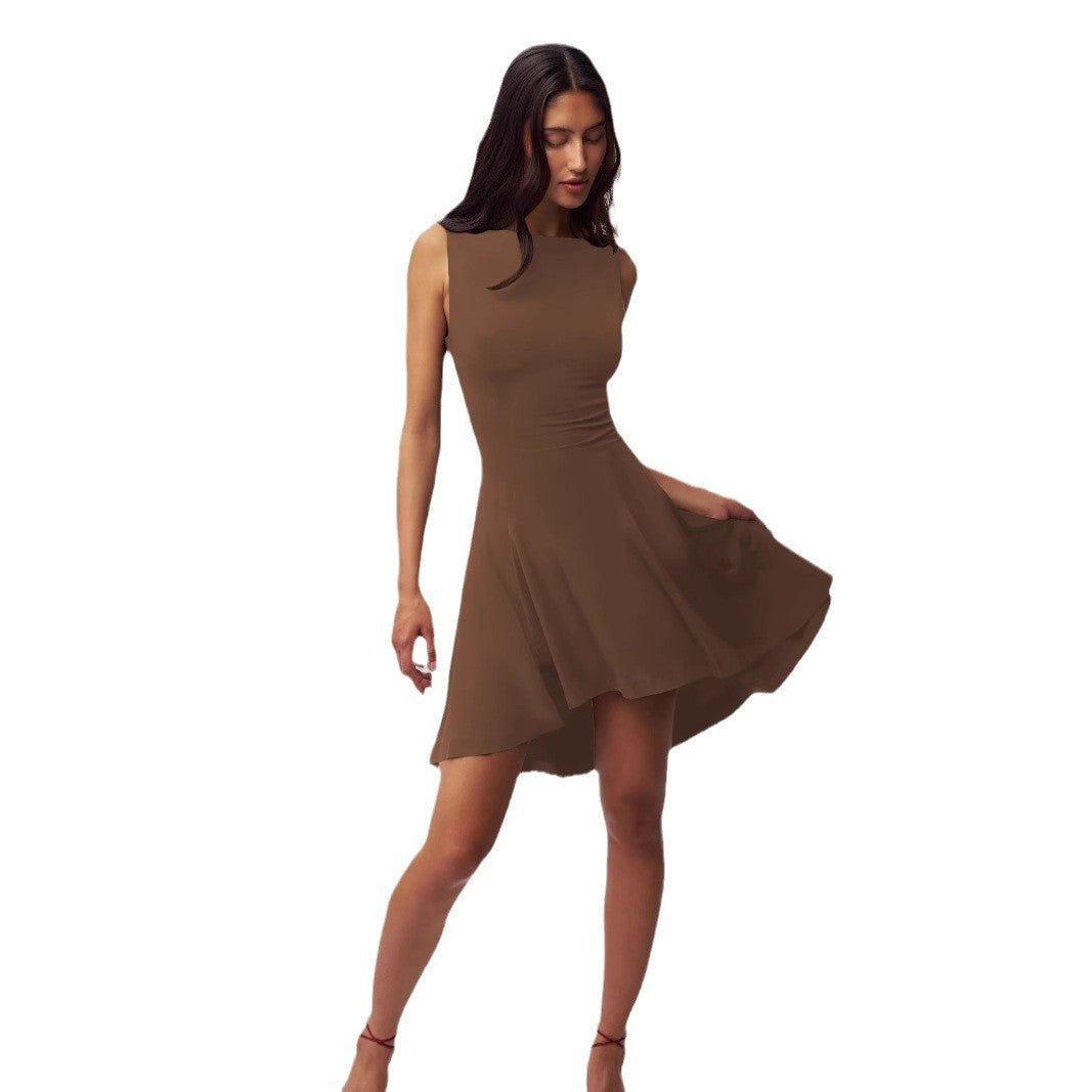 Damen elegantes Kleid mit asymmetrischem Saum und figurbetontem Design Heidi-Mode