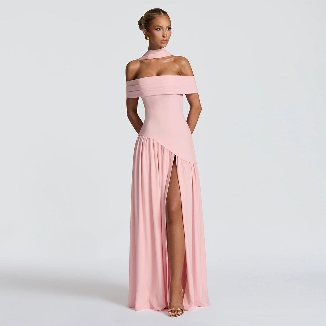 Damen Abendkleid mit schickem Schulterfreies Design und hohem Schlitz Heidi-Mode