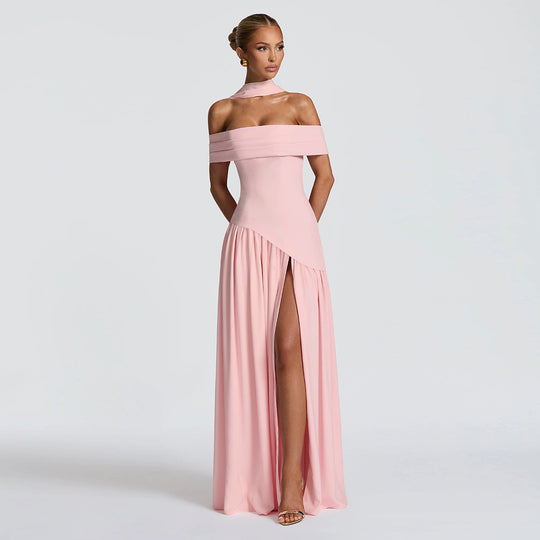 Damen Abendkleid mit schickem Schulterfreies Design und hohem Schlitz Heidi-Mode
