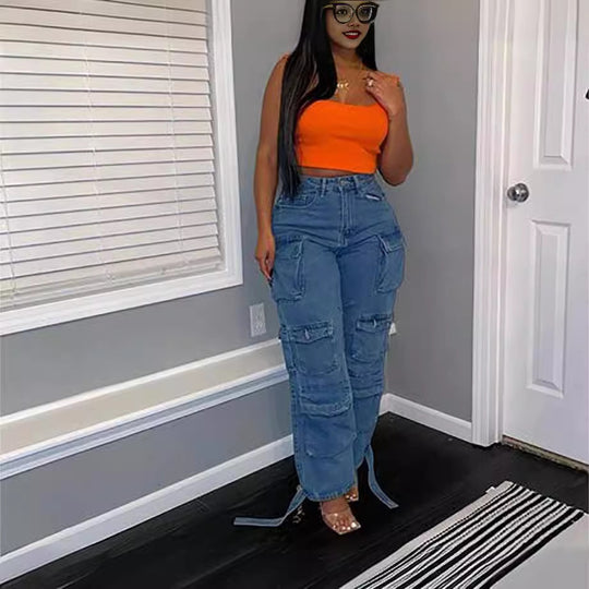 Damen Cargo-Hose mit praktischen Seitentaschen und lässigem Schnitt Heidi-Mode