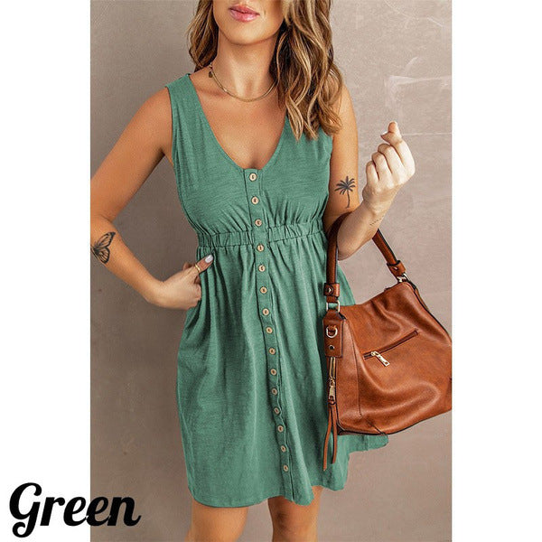 Damen Sommerliches Jerseykleid mit Knopfdetails und Tailliierung Heidi-Mode