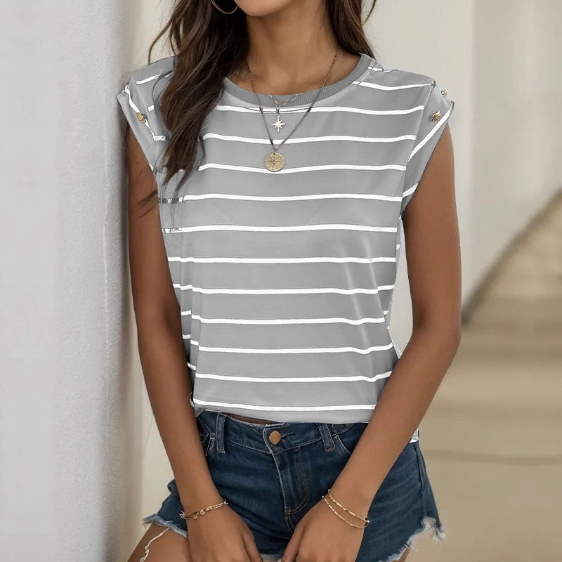 Heidi Mode | Ärmelloses gestreiftes T-Shirt Frauen