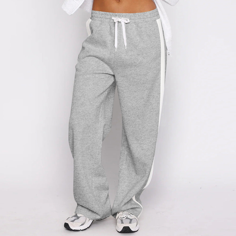 Damen sportliche Freizeithose mit elastischem Bund und seitlichen Kontraststreifen Heidi-Mode