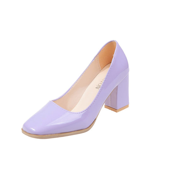 Damen elegante Pumps mit quadratischer Zehenkappe und hohem Blockabsatz Heidi-Mode