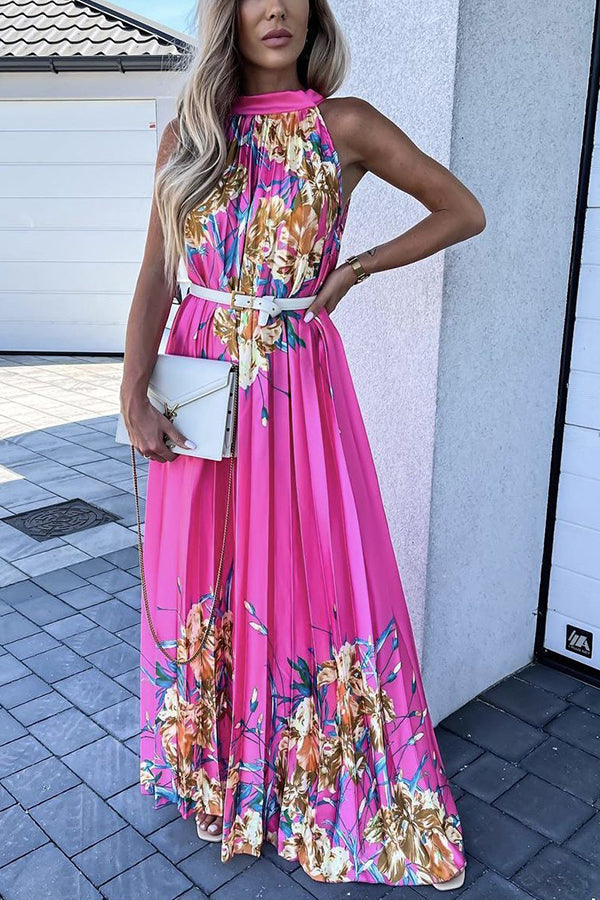 Heidi-Mode | Life in Floral Plissierter Neckholder Maxikleid