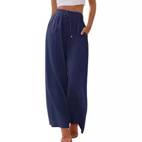 Damen Weite Palazzo-Hose mit elastischem Bund und praktischen Taschen Heidi-Mode