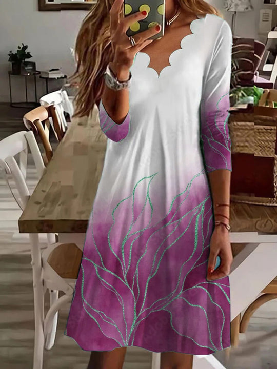 Damen Boho Maxikleid mit Wellenmuster und eleganter Ausschnittgestaltung Heidi-Mode
