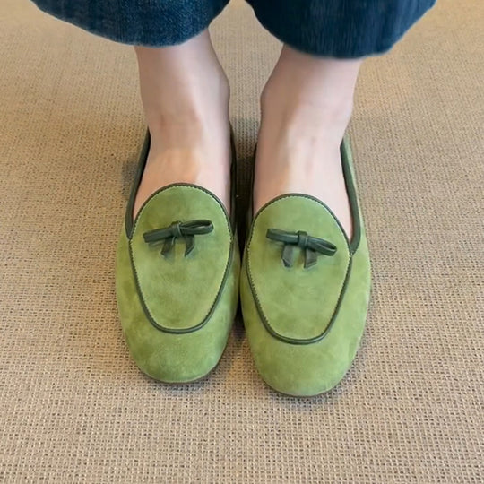 Damen Wildleder Slipper mit dekorativem Schleifendetail Heidi-Mode