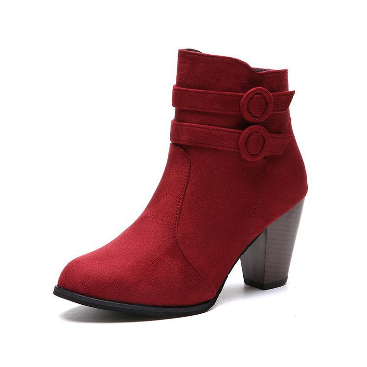 Damen Elegante Ankle Boots mit modischer Knopfdekoration und komfortablem Blockabsatz Heidi-Mode