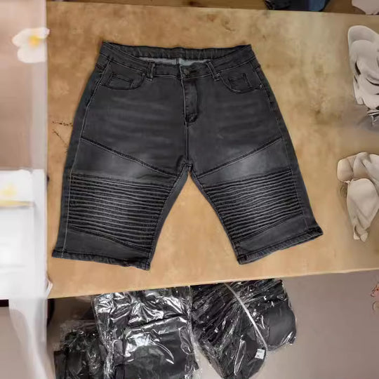 Damen Denim Radlerhosen mit modischem Biker-Detail Heidi-Mode