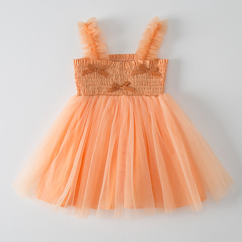 Mädchen Elegantes Tüll Party Kleid mit Rüschenträgern Heidi-Mode