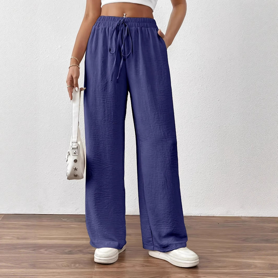 Damen Weit geschnittene Sommerhose mit elastischem Bund und Kordelzug Heidi-Mode