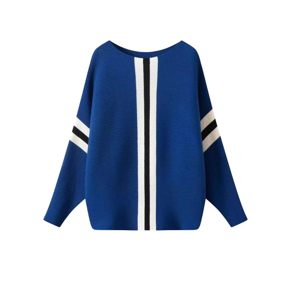 Damen Grobstrickpullover mit modernen Streifen Heidi-Mode