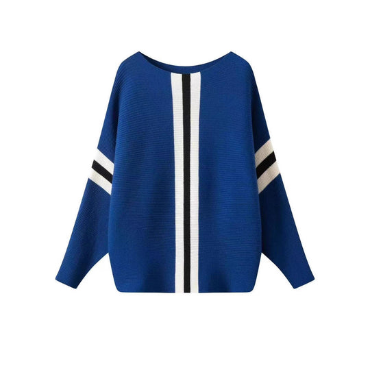 Damen Grobstrickpullover mit modernen Streifen Heidi-Mode