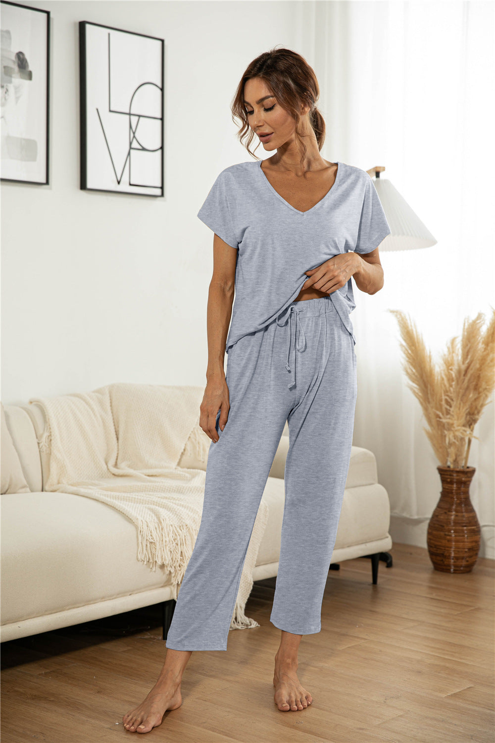 Damen Loungewear Set mit lockerem Schnitt und elastischem Taillenzug Heidi-Mode