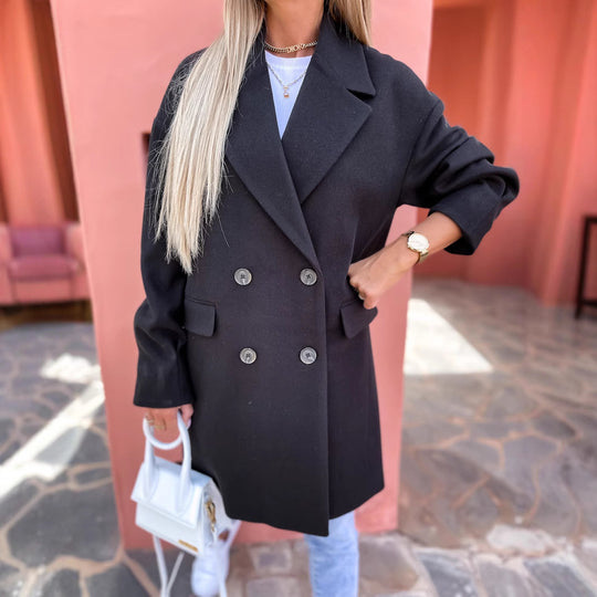 Damen eleganter und strukturierter Mantel im doppelten Design Heidi-Mode