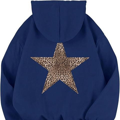 Damen lässiger Kapuzenpullover mit leopardem Muster auf Stern Heidi-Mode