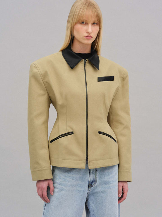 Damen modische Kurzjacke mit kontrastierendem Kragen Heidi-Mode