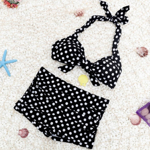 Damen Bikini-Set mit gepolstertem Oberteil und hochgeschnittenem Höschen Heidi-Mode